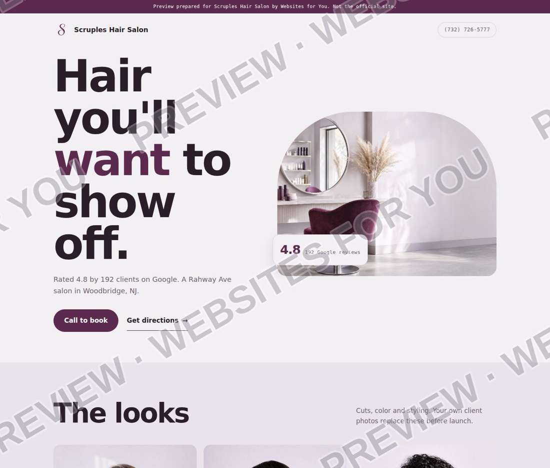 Scruples Hair Salon preview, light salon design